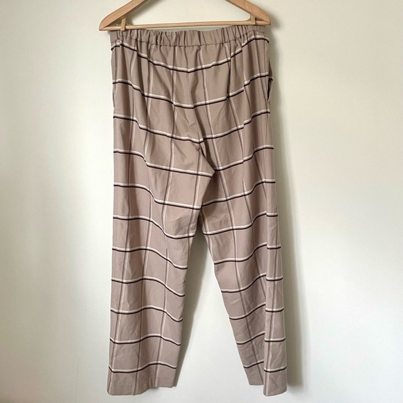 Aritzia Babaton Mina Pant Mid-rise Wide-leg  Brown Beige Plaid - Picture 2 of 5